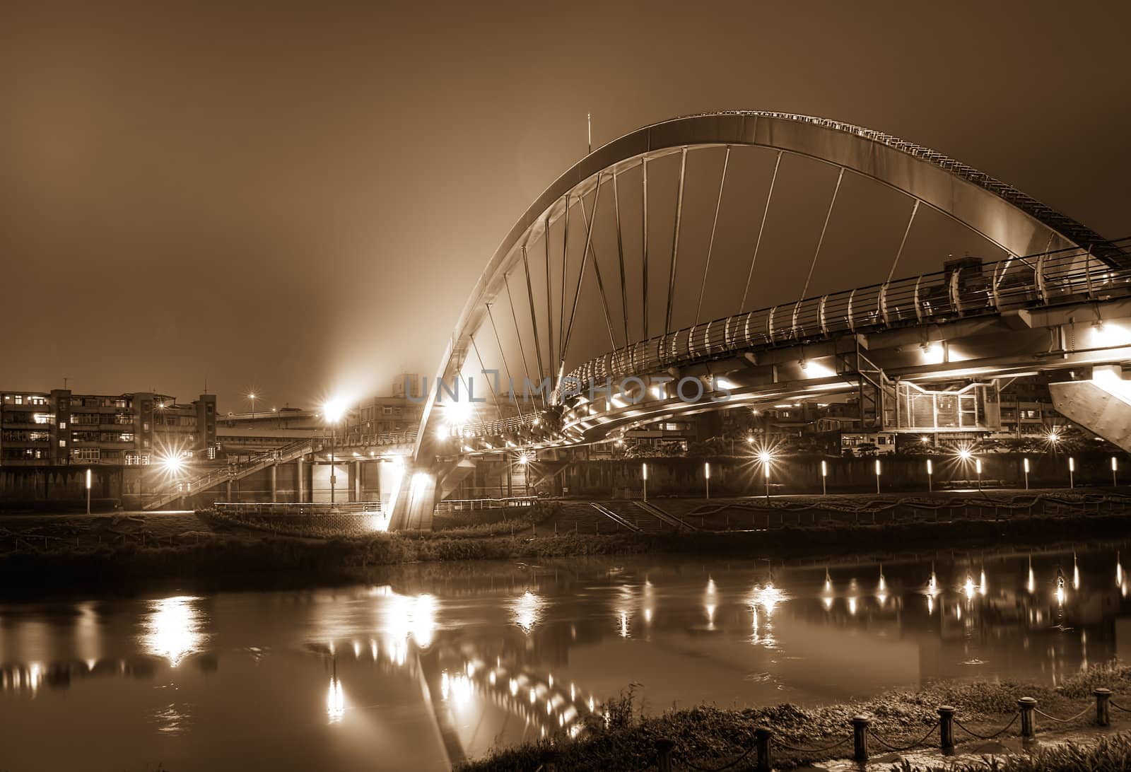 It is a beautiful and colorful bridge.