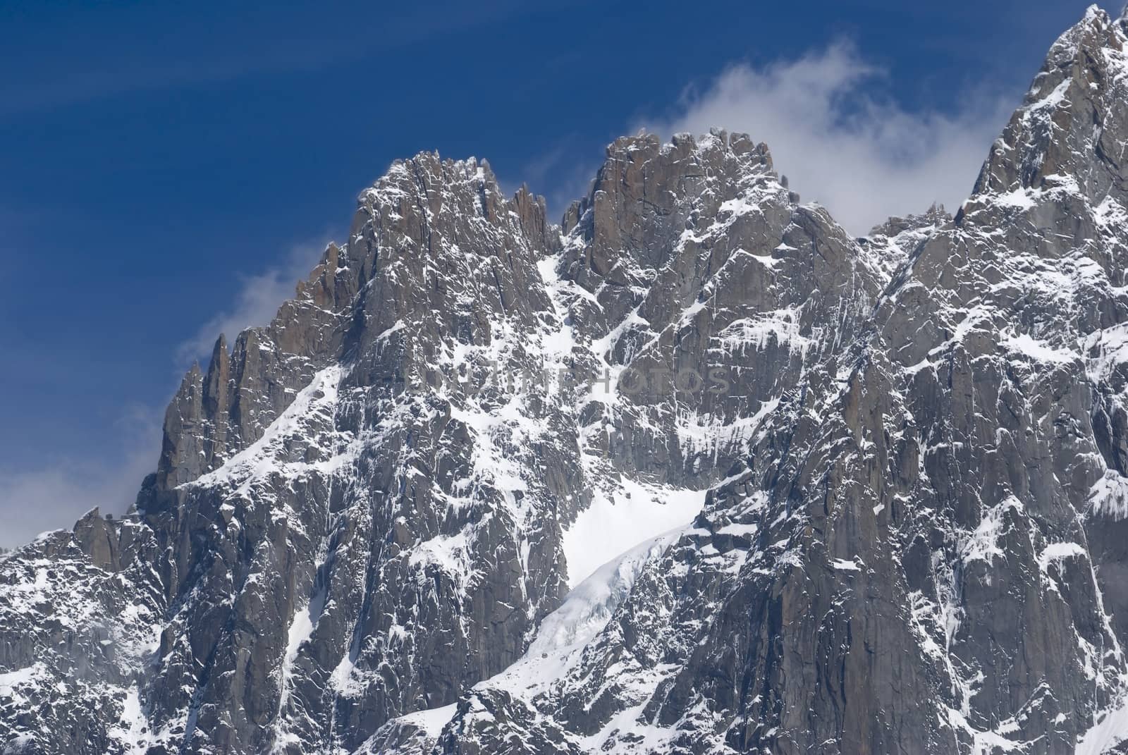 The Mont Blanc mountain range in Chamonix