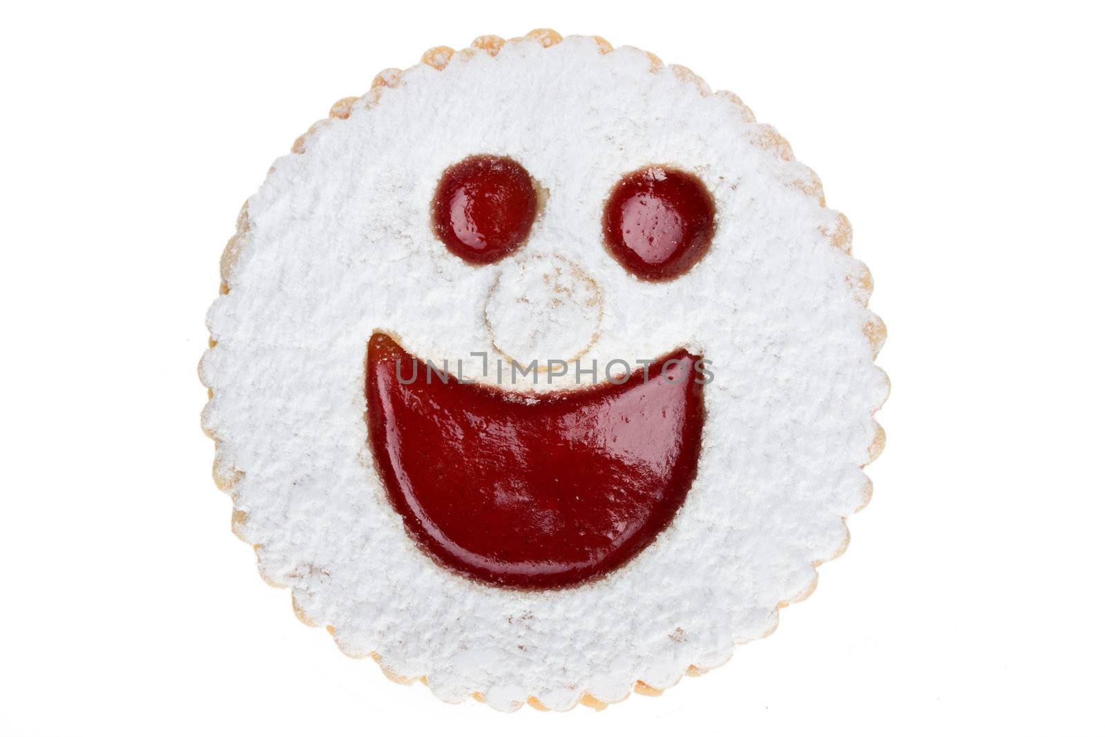 smiling cookie isolated on white backgriund