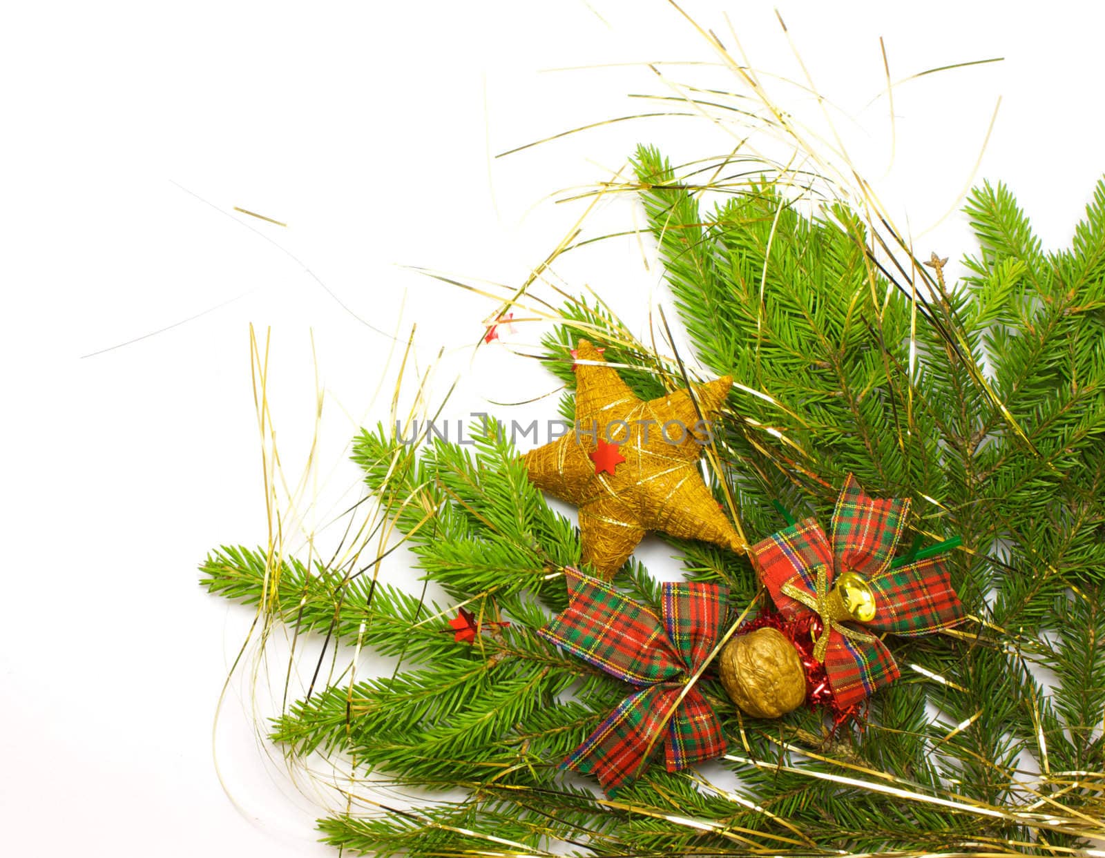 Green spruce branch with decoration by ursolv