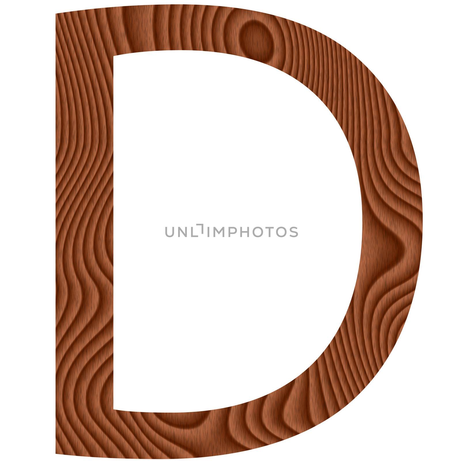 Wooden letter D isolated in white