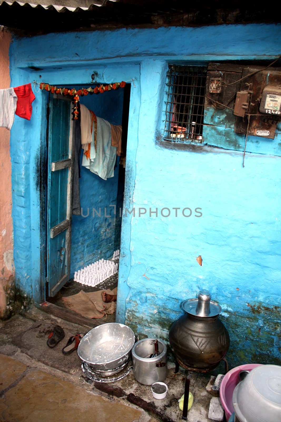 The entrance of a house in an Indian slum / ghetto.