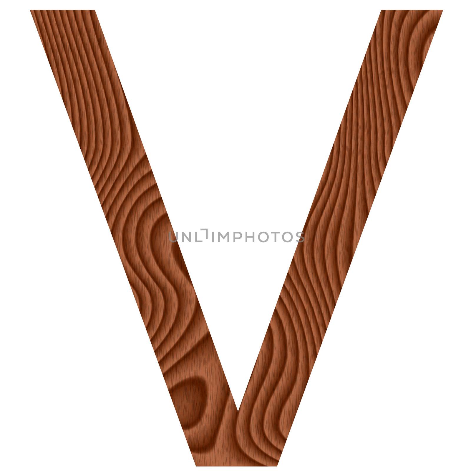 Wooden Letter V by Georgios