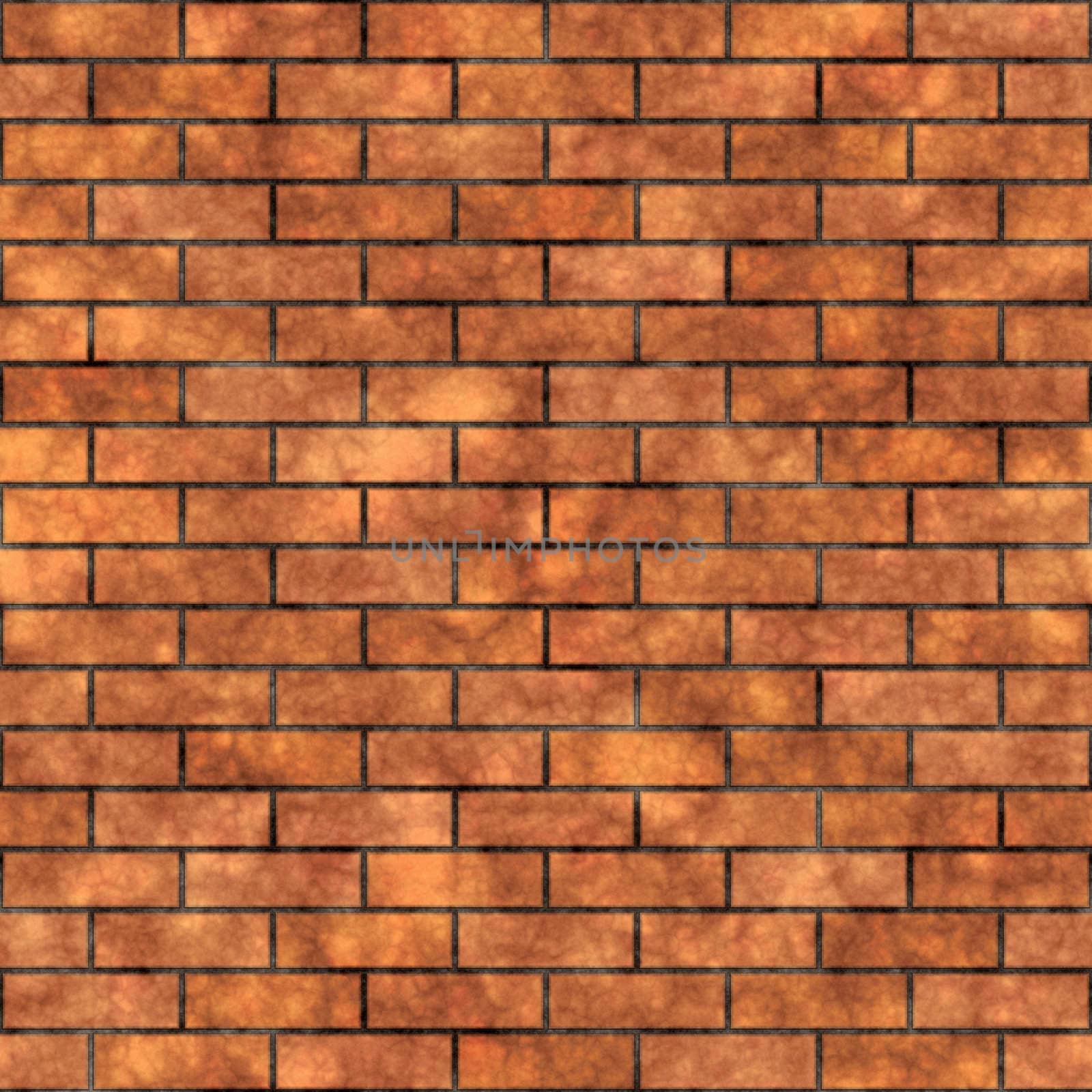 Seamless grungy brick wall texture in a burnt orange tone.