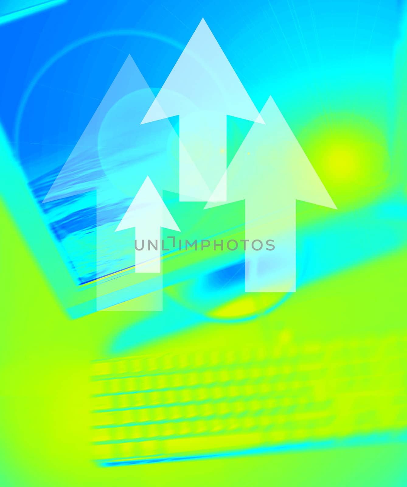Arrows symbol on Personal Computer background