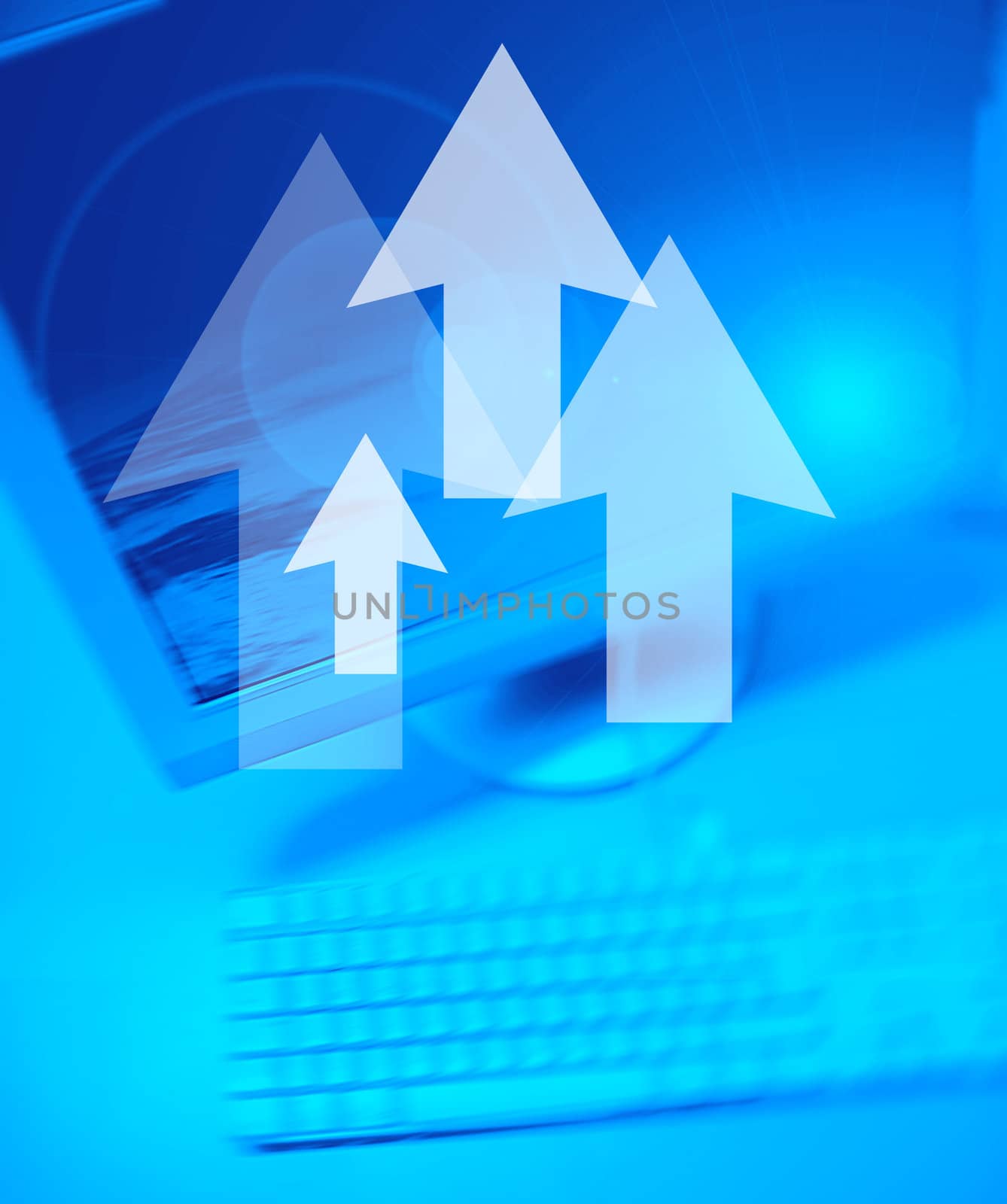 Arrows on Personal Computer background