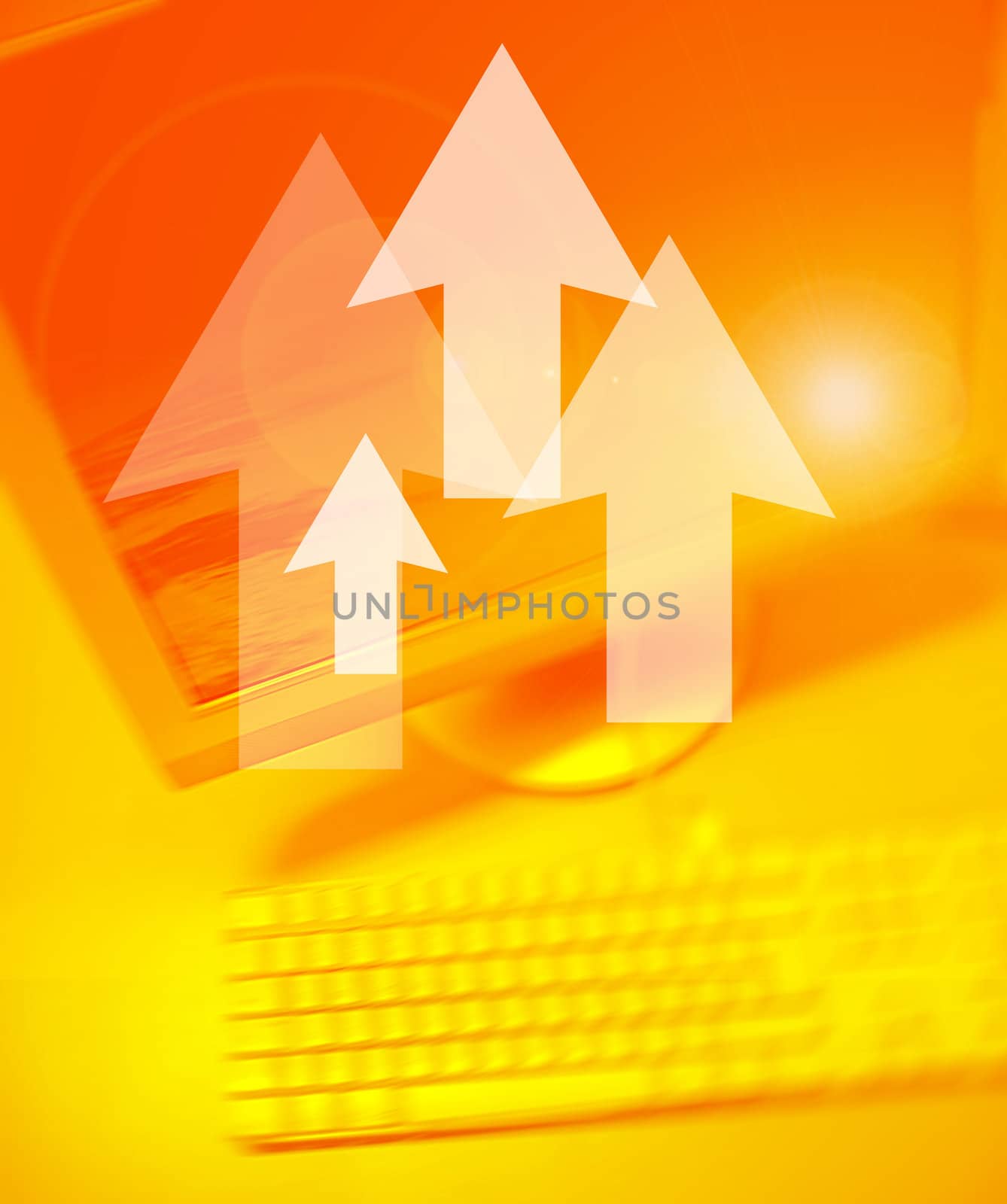 Arrows on Personal Computer background