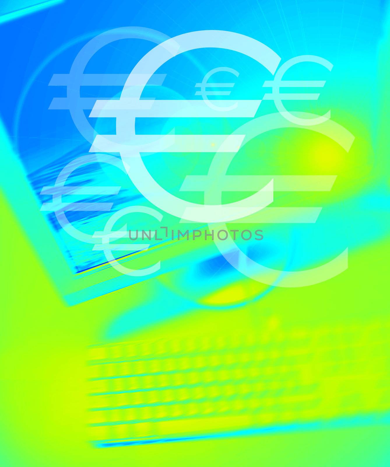 Euro symbol on Personal Computer background