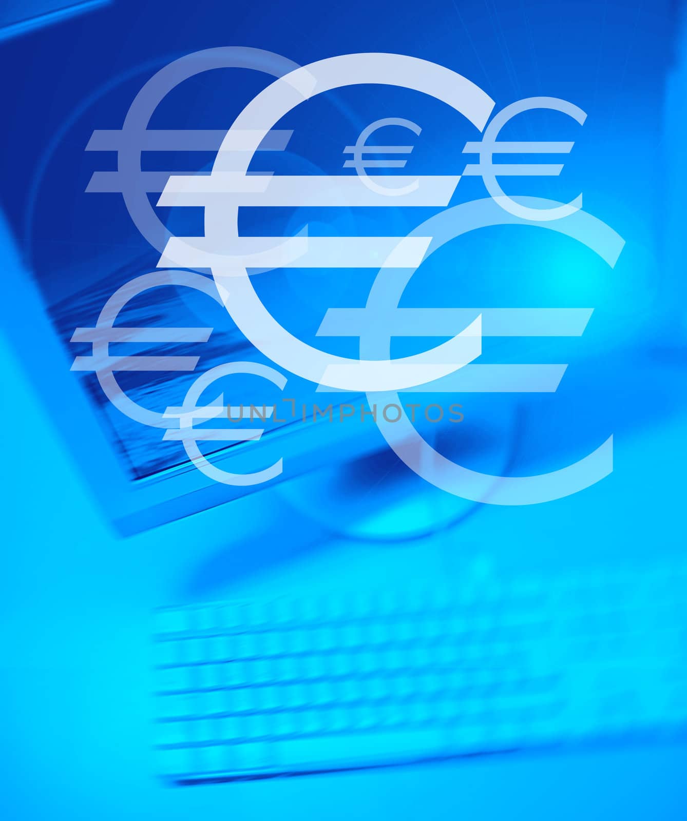 Euro symbol on Personal Computer background