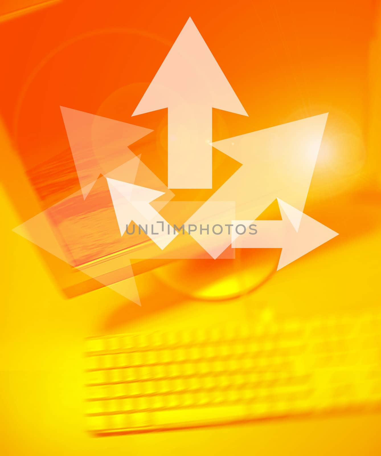Arrows on Personal Computer background