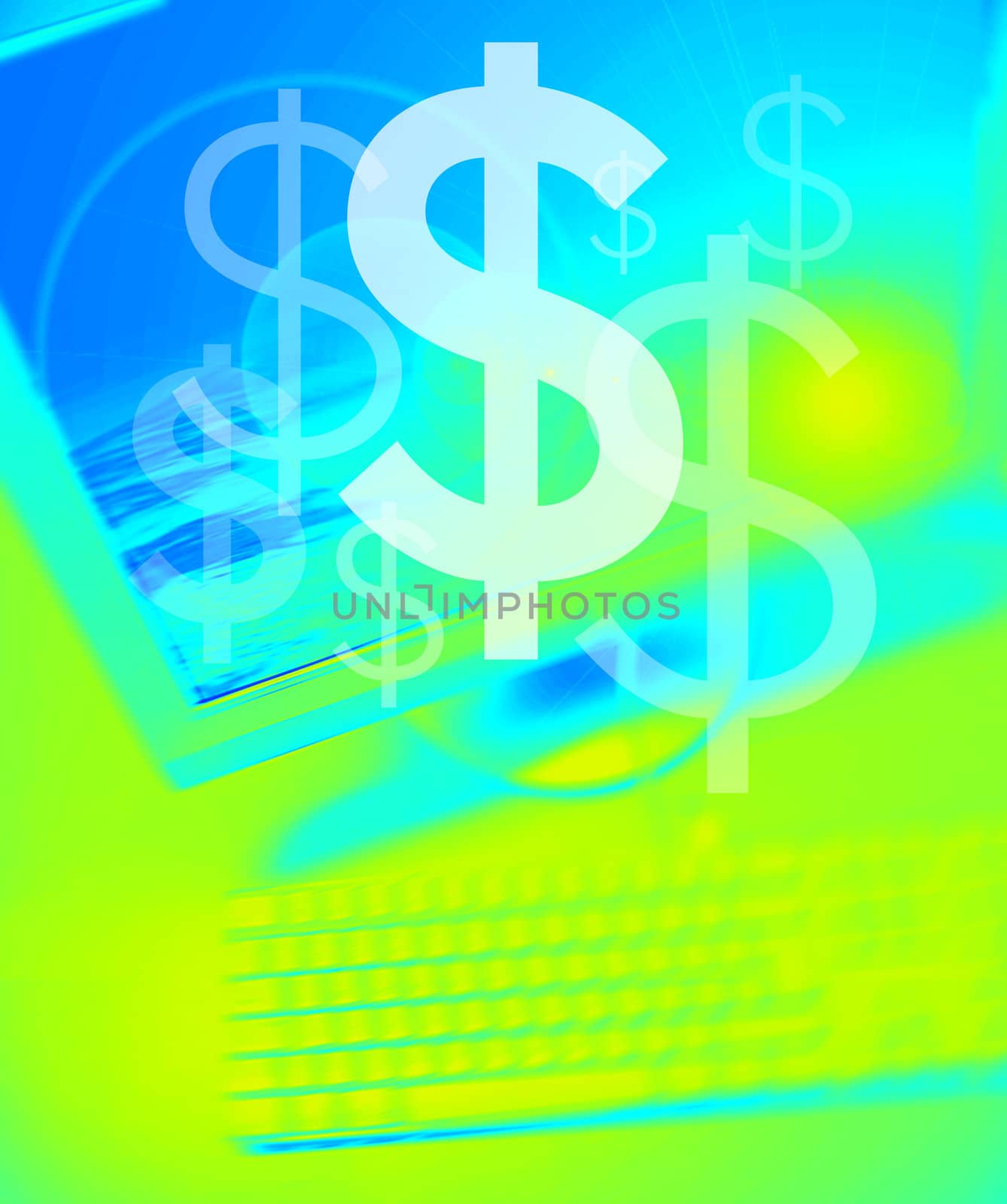 Dollar symbol on Personal Computer background