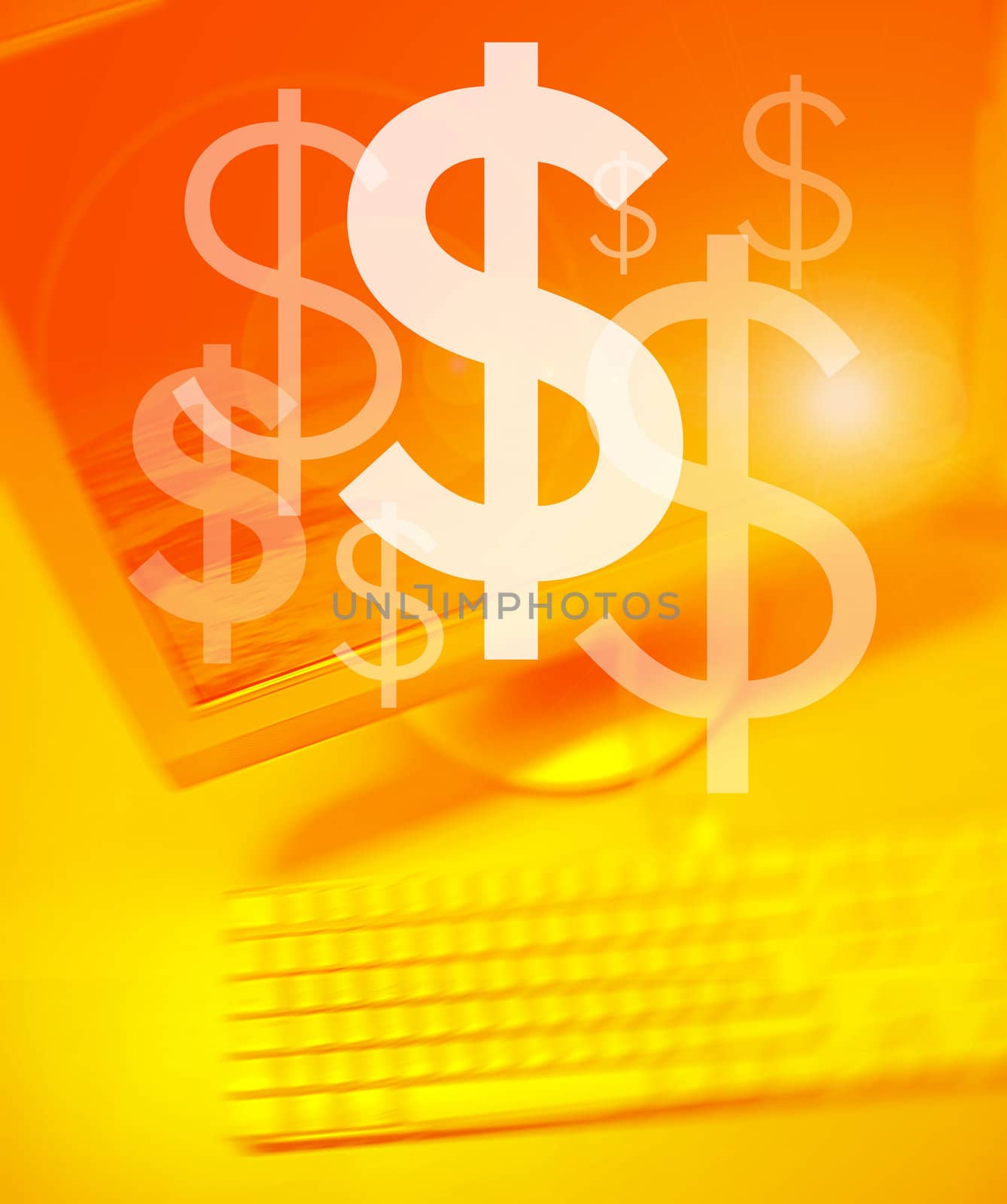 Dollar symbol on Personal Computer background