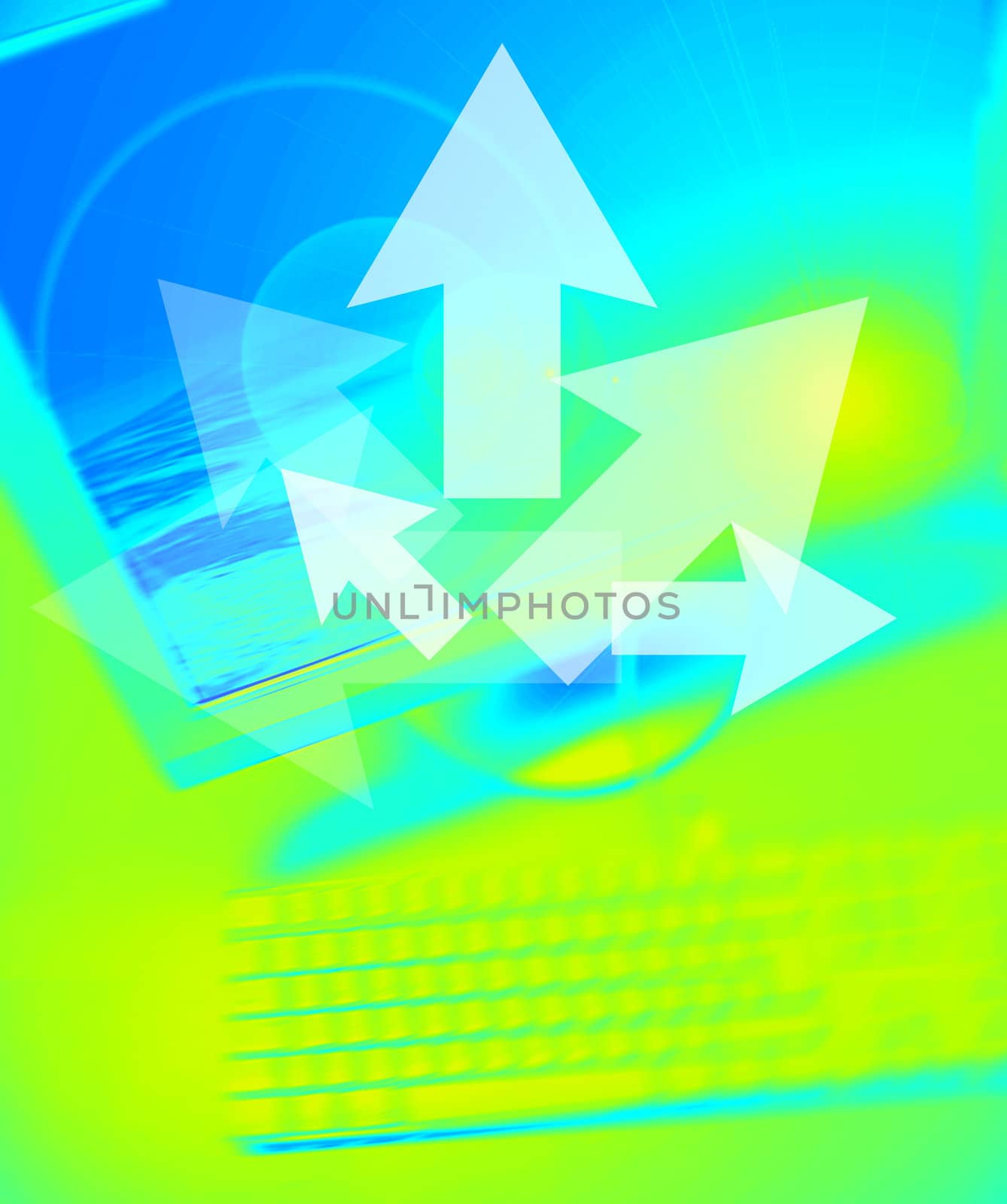 Arrows symbol on Personal Computer background
