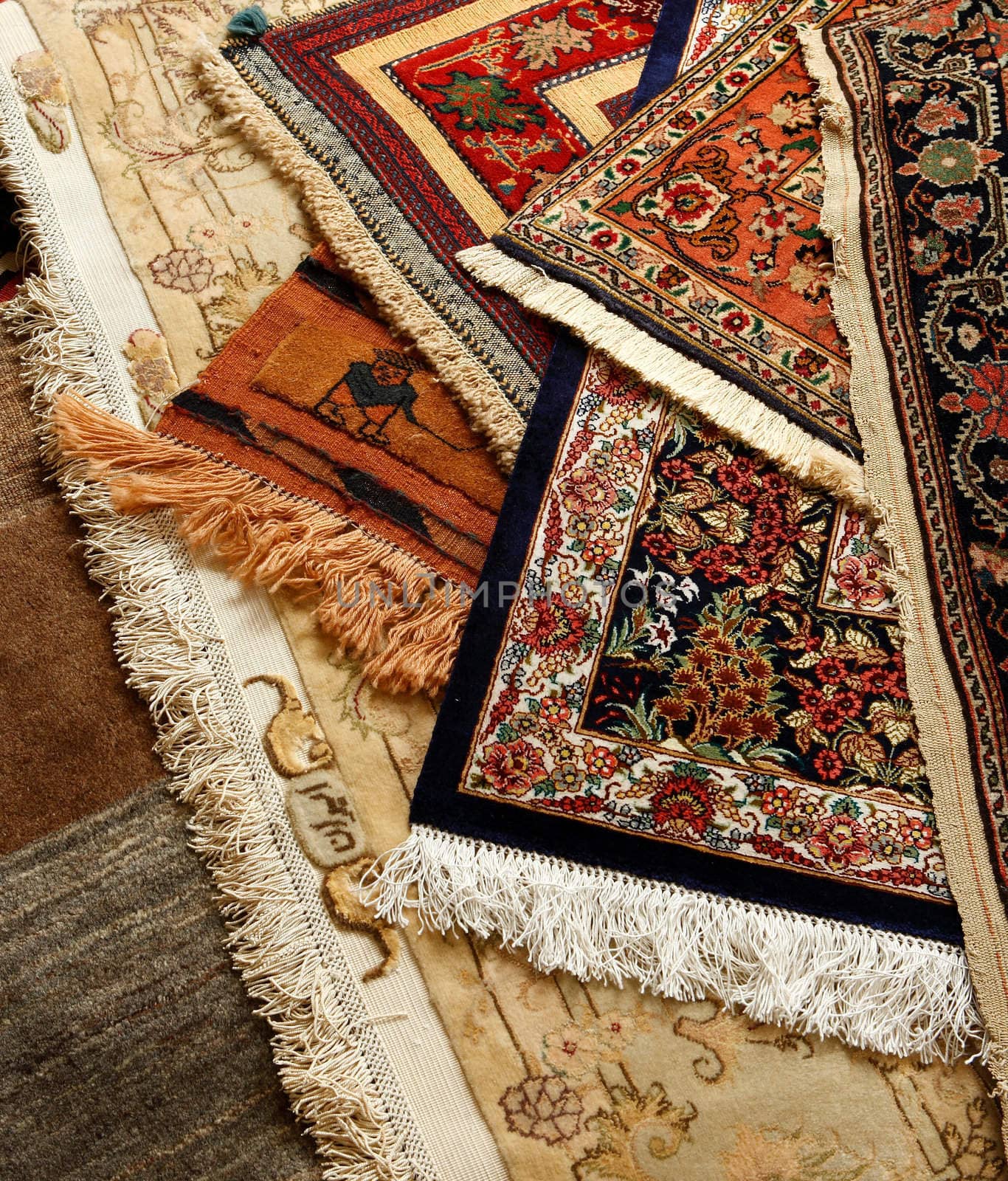 Oriental ornate carpet. Persian hand made