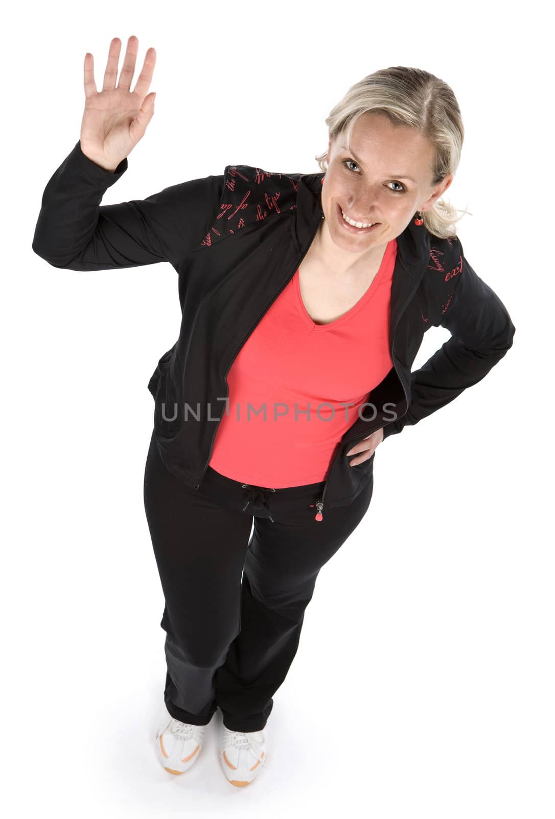 Young women with sportswear on white background