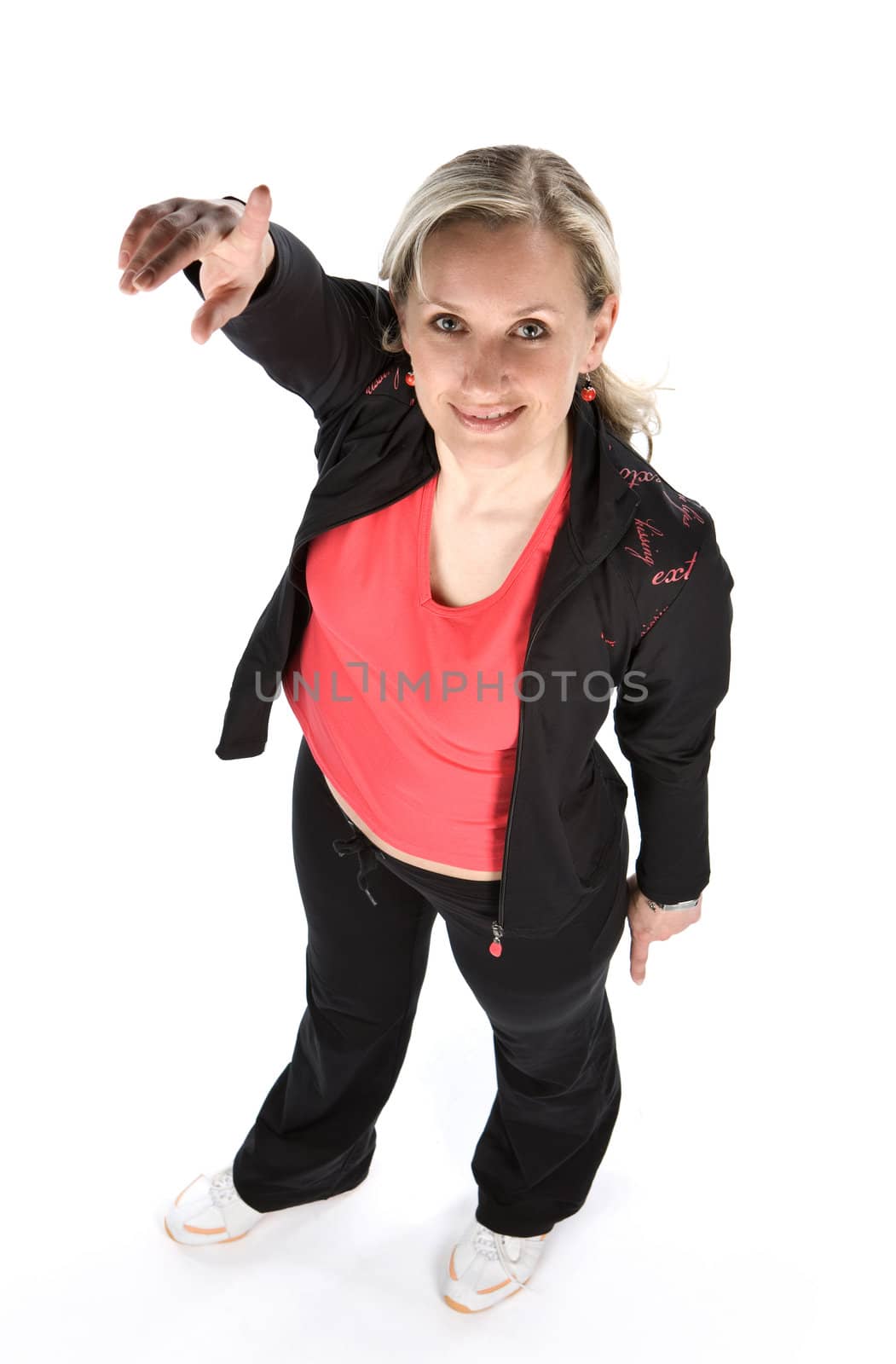 Young women with sportswear on white background