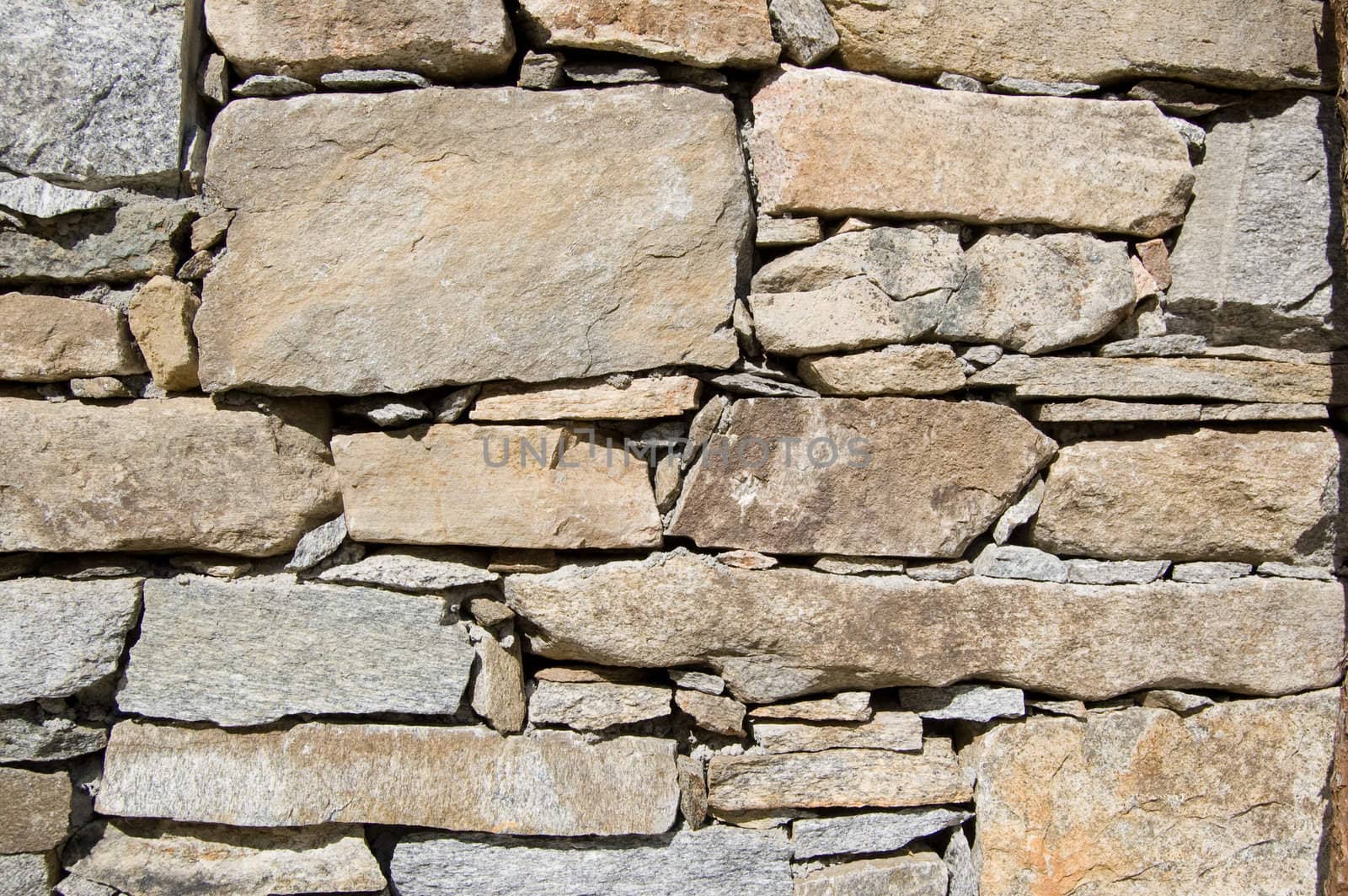 A wall of a rural mountain house made of stones