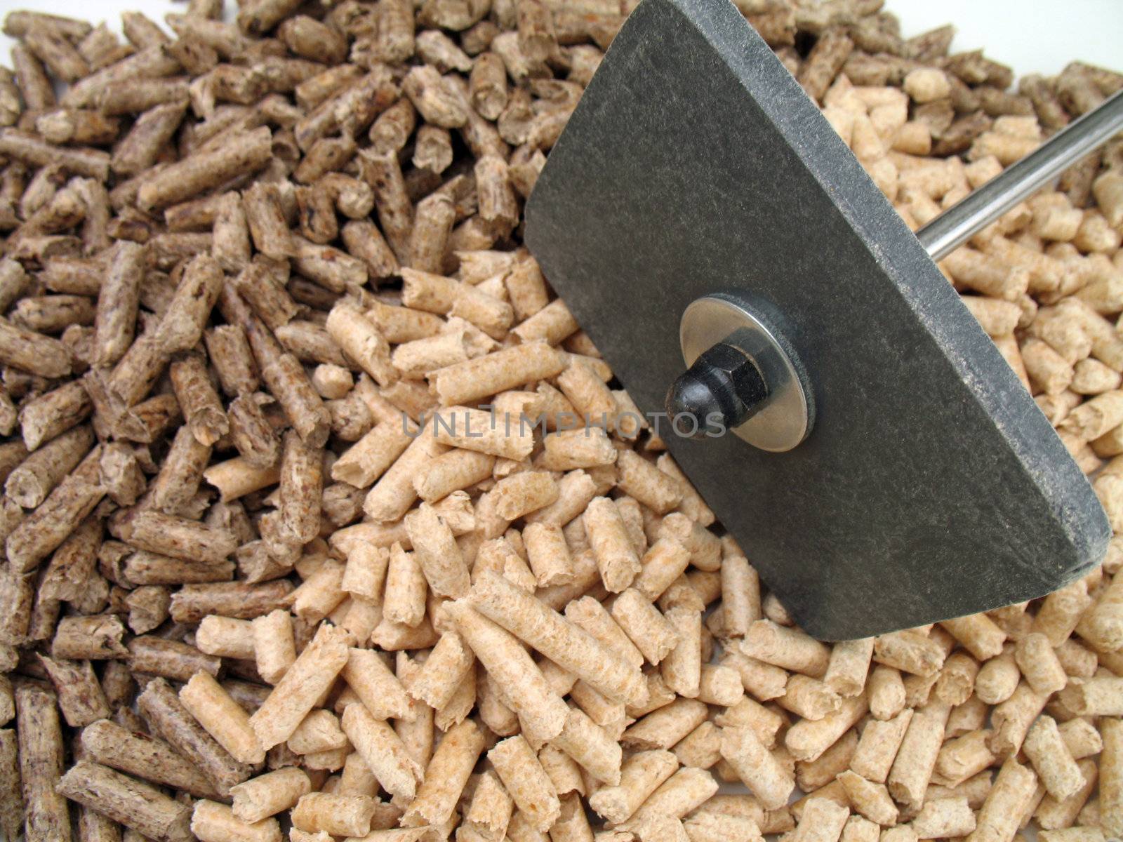 wood pellets for fireplaces and stoves and small shovel