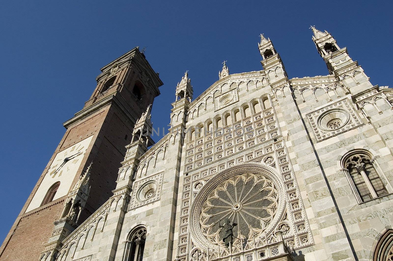 Duomo of Monza facade in a sunny late afternoon