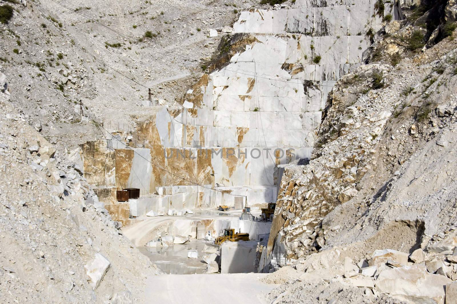 An open quarry of white marble in Carrara, Tuscany, Italy