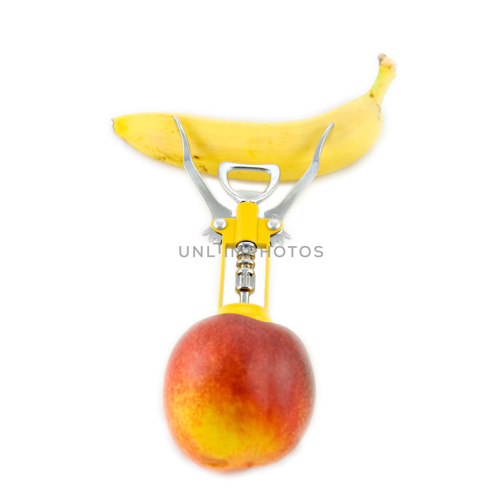 Corkscrew in a peach seems to be a little man