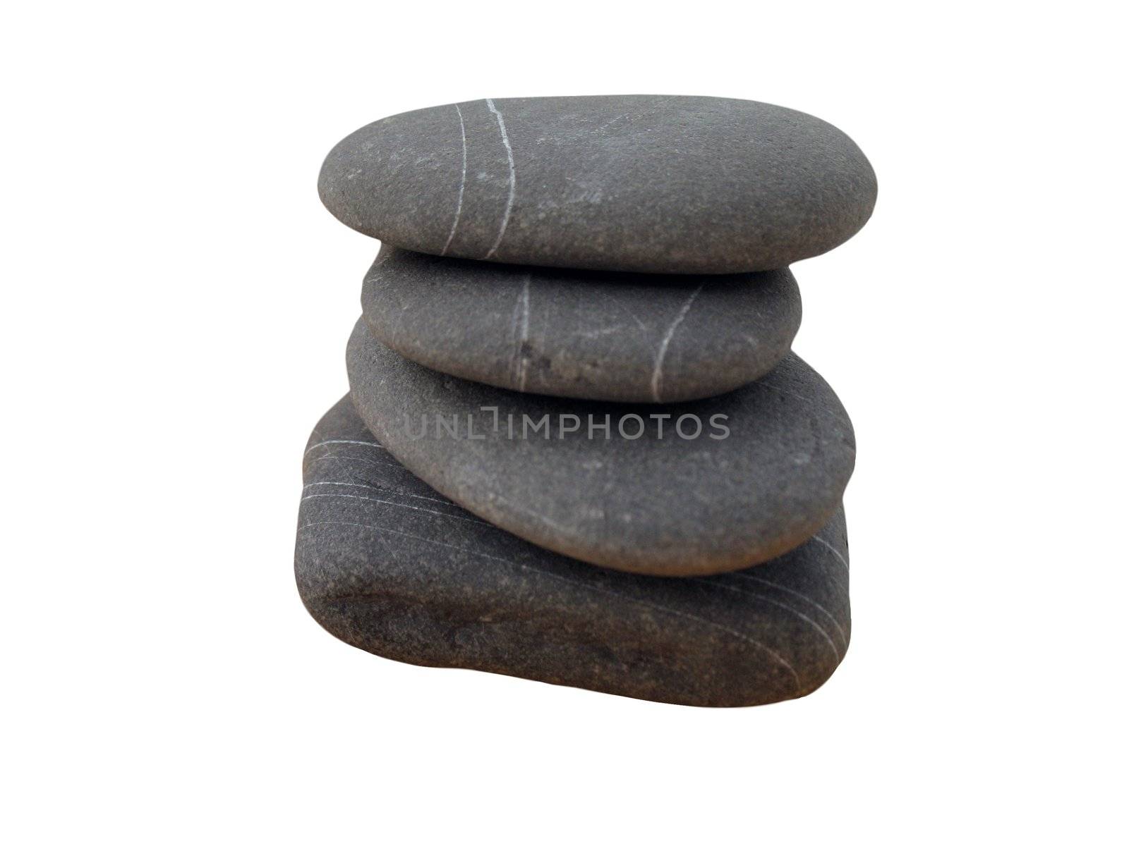 a pile of grey stones with white stripes (isolated, clipping path)