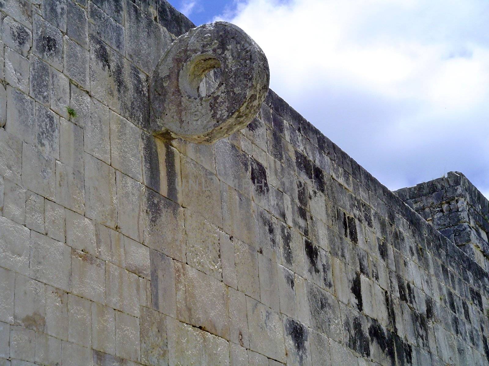 ruins of pelota game in maya city chichen itza, Mexico