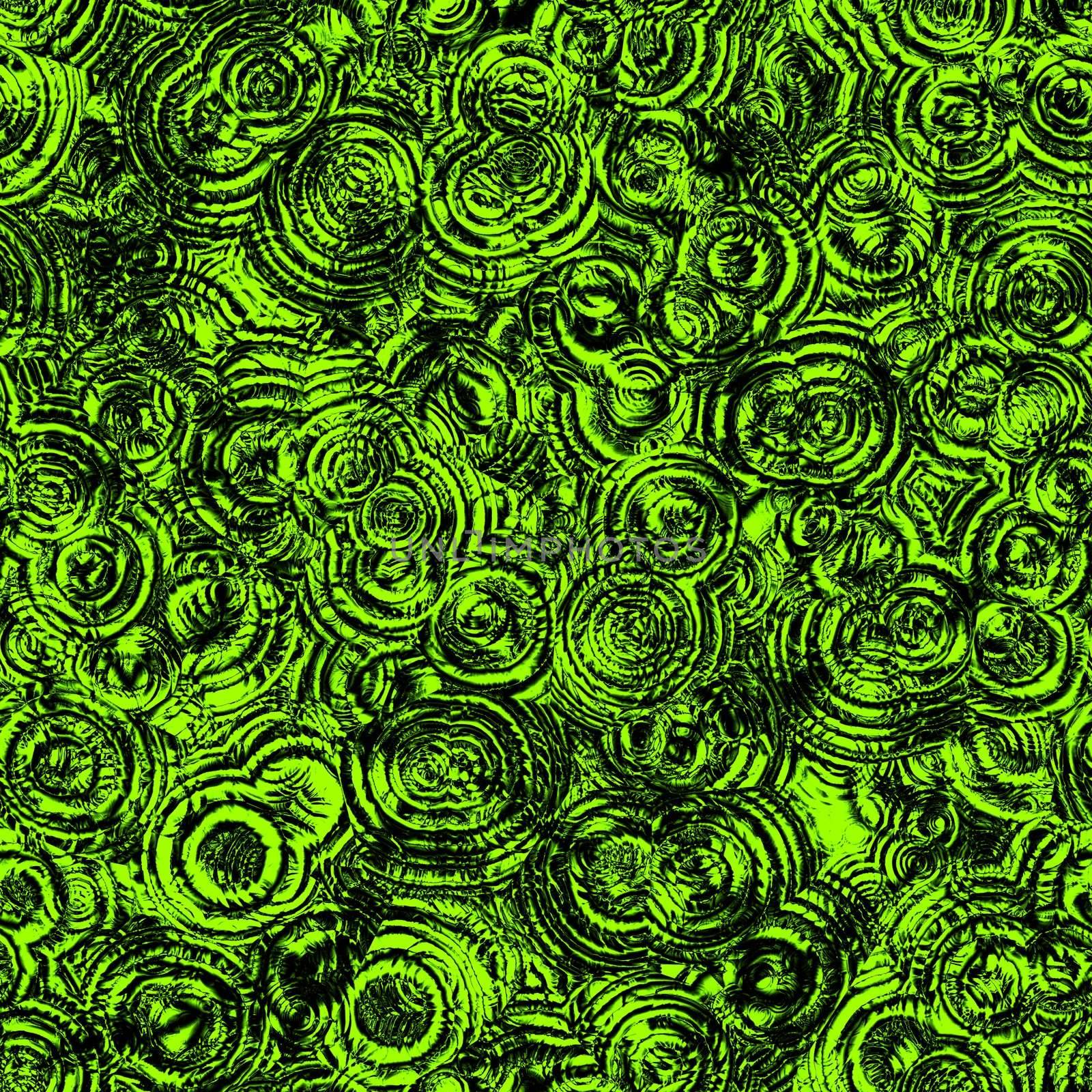 texture of grunge black scratched rings on bright green