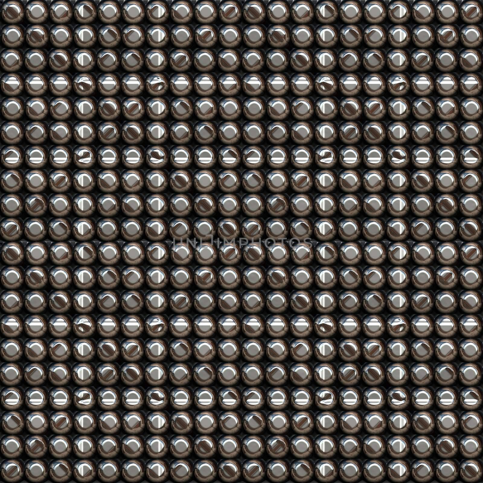 seamless texture of many glossy metal pins in rows