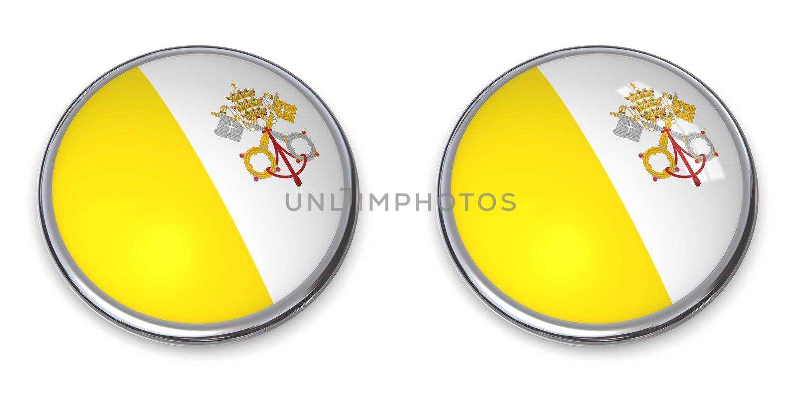 button style banner in 3D of Vatican City - with/without reflecting window frame