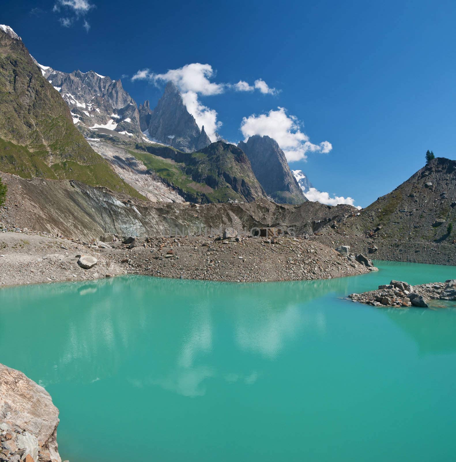 little morainic lake in Italian alps near Courmayeur, Aosta valley, Italy