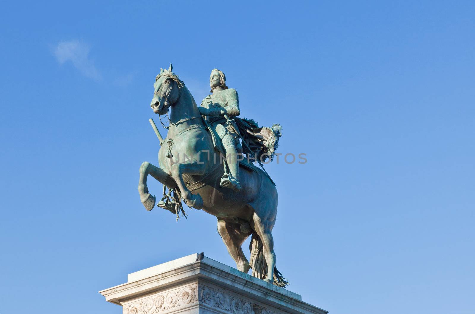 Madrid Plaza de Oriente, statue of Felipe IV. Madrid, Spain 