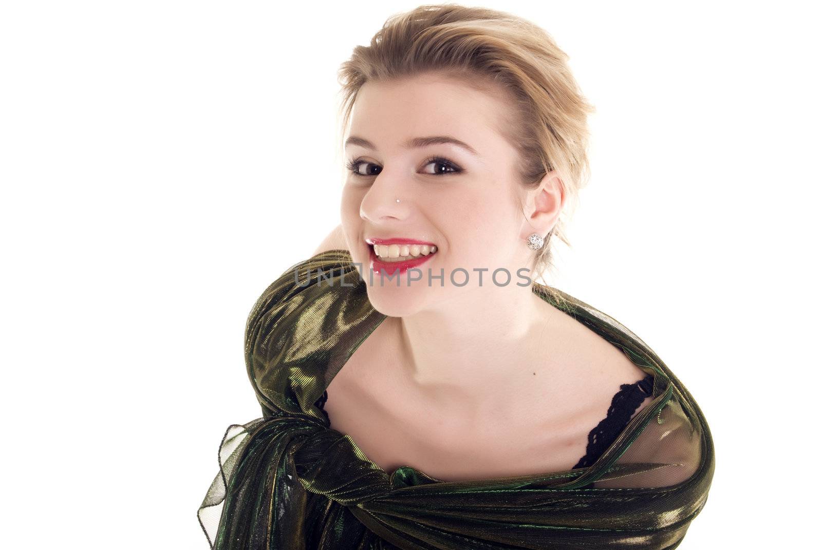 Portrait of a young beautiful fashionable  blonde smiling