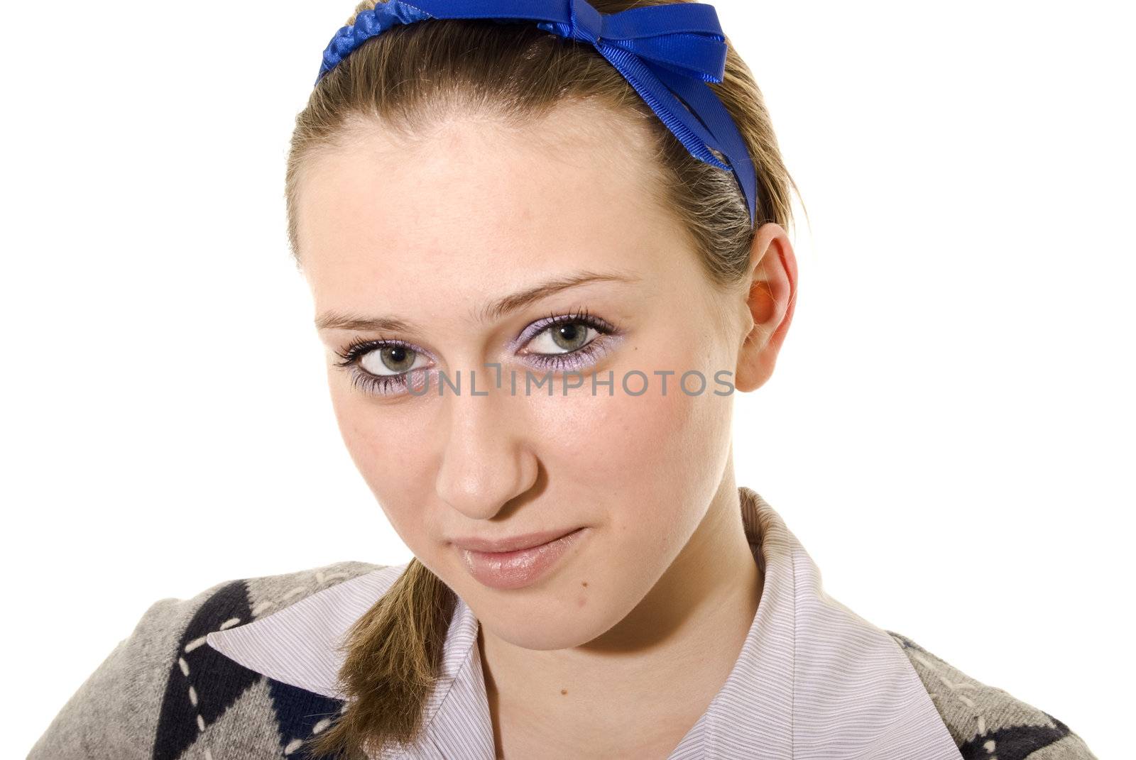 Portrait of a young  beautiful  fashionable girl over white