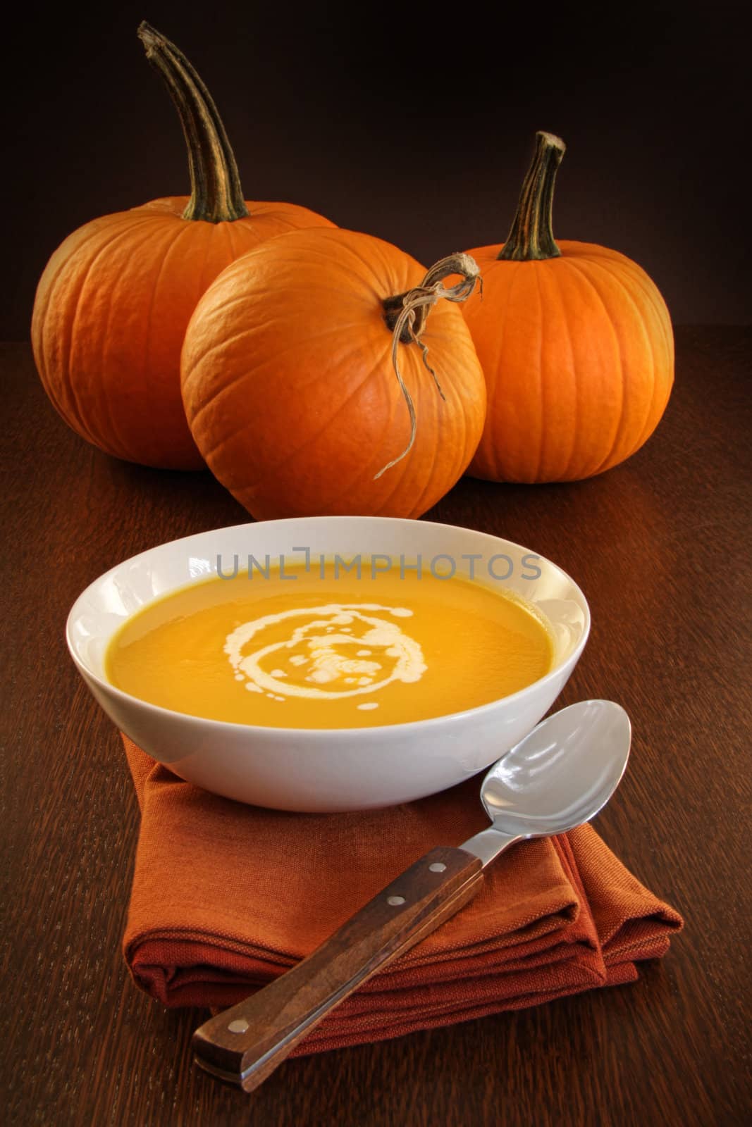 Delicious pumpkin soup with cream  by Sandralise