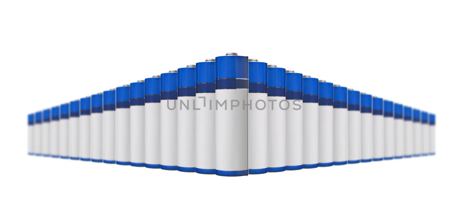 Row of battery isolated on white background