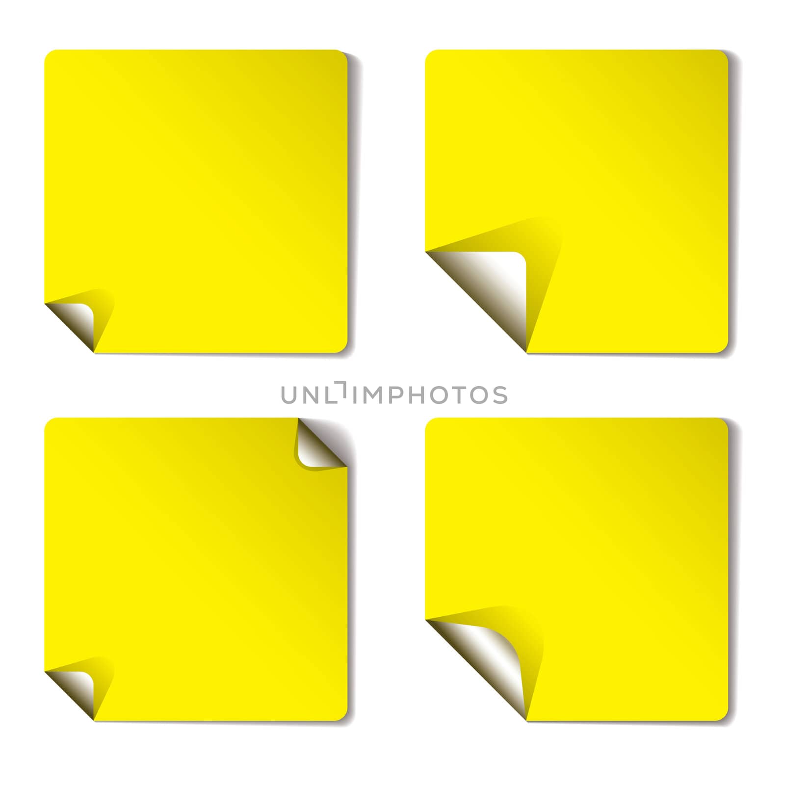 yellow sticker with corner curl and drop shadow