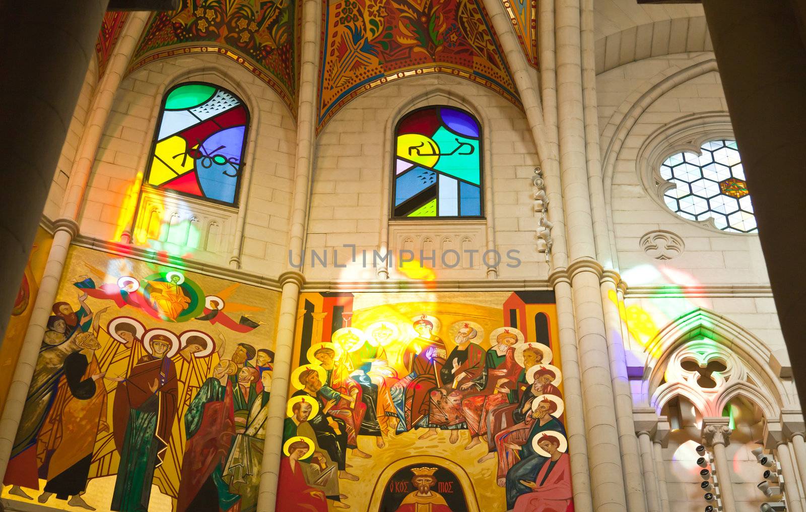 The interior of Cathedral of Almudena in Madrid, Spain