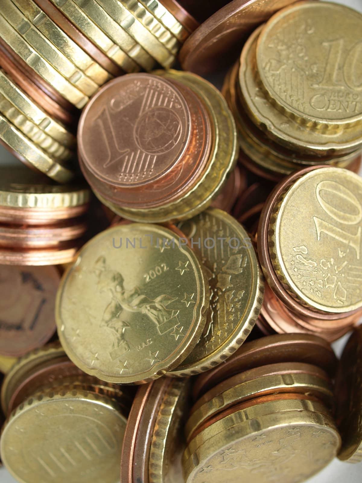 Range of Euro coins useful as a background