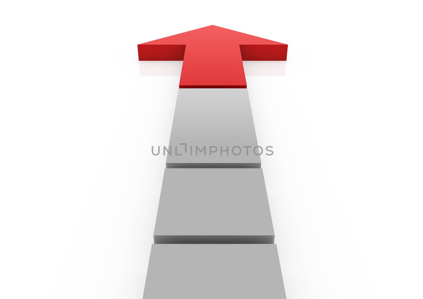 3d red gray arrow high isolated on white background