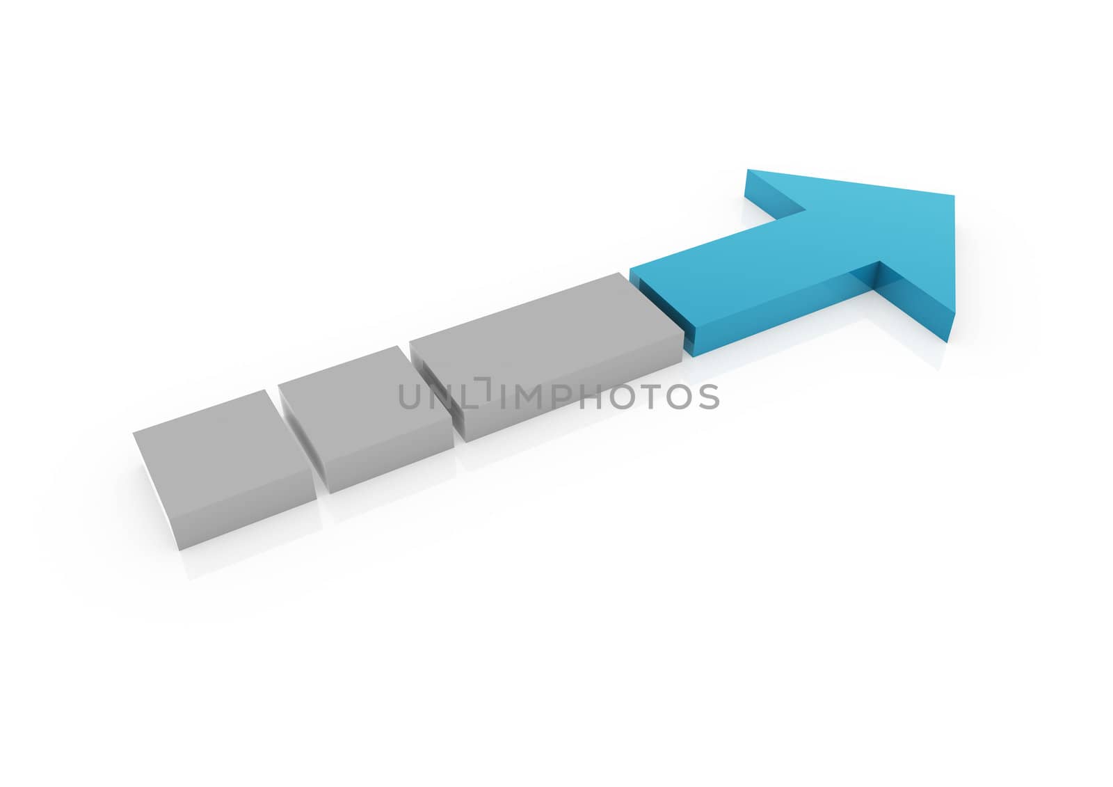 3d blue gray arrow high isolated on white background