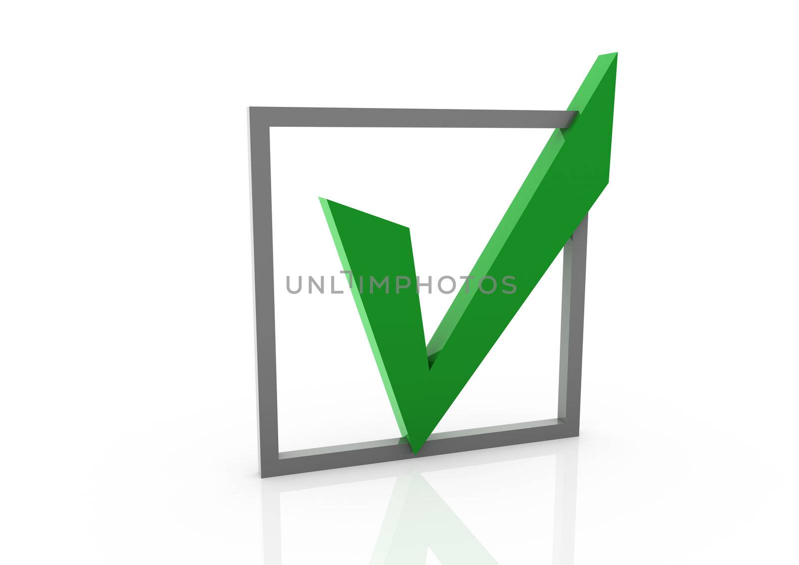 3d green gray check box isolated on white background