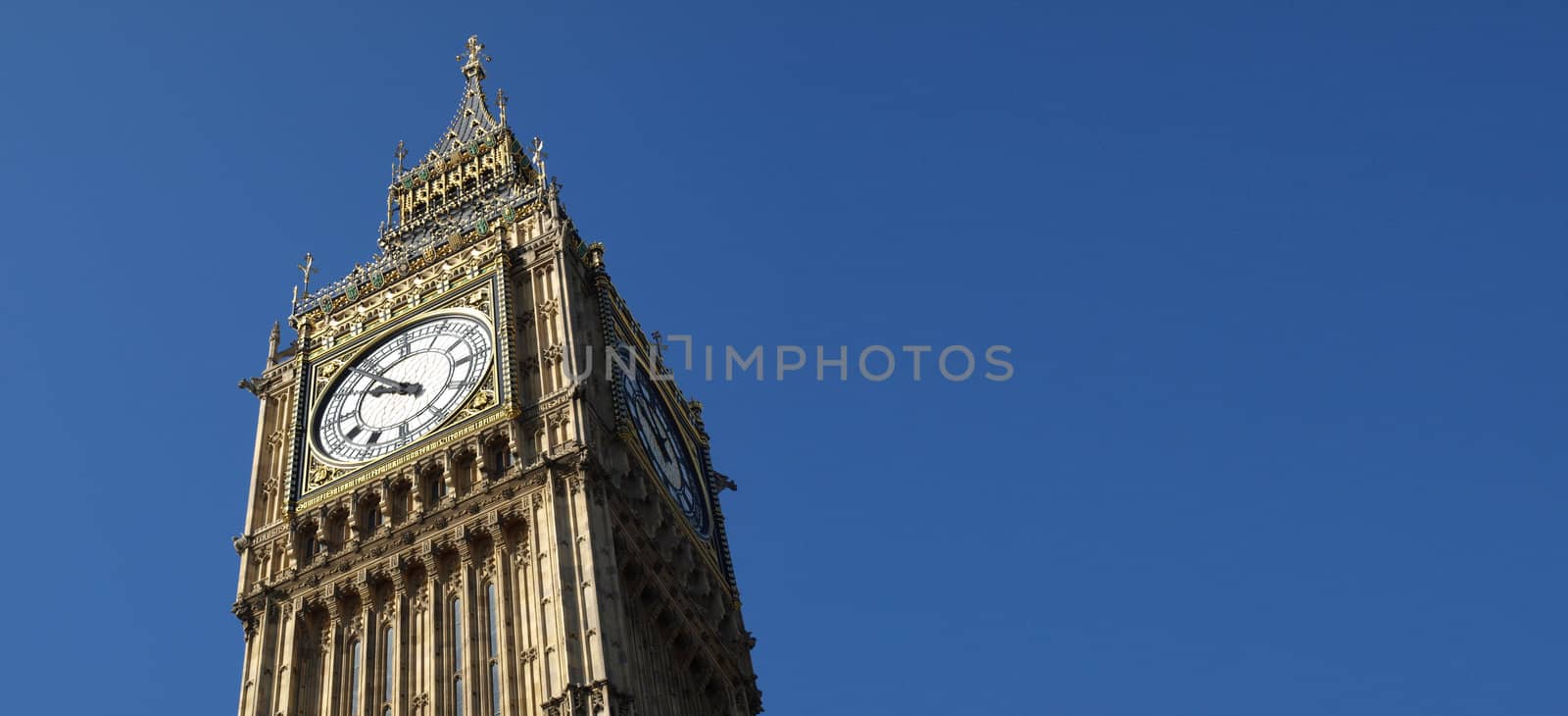 Big Ben at the Houses of Parliament, Westminster Palace, London, UK - with copyspace