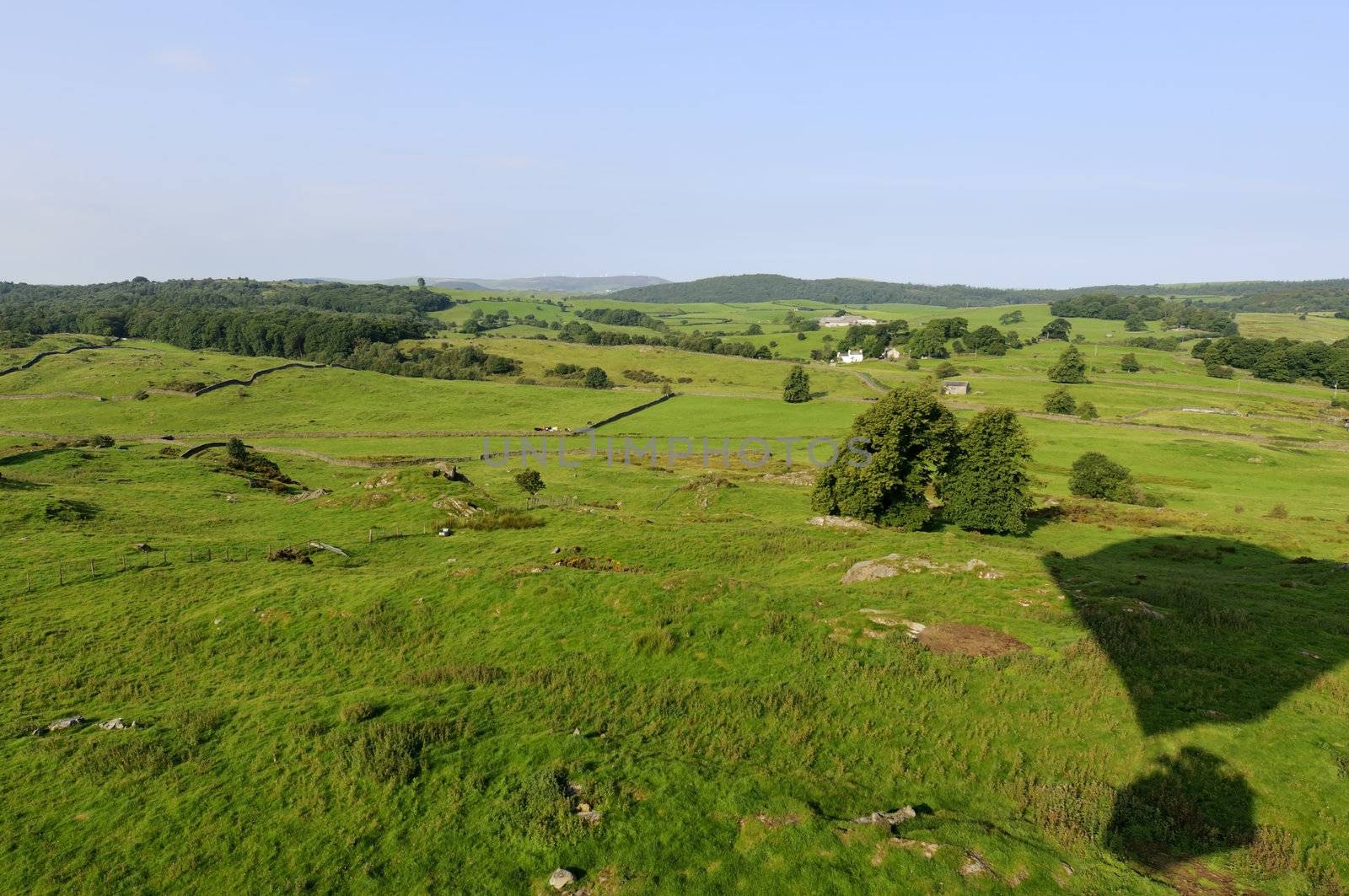 View from hot air balloon in the Lake District National Park Cumbria England
