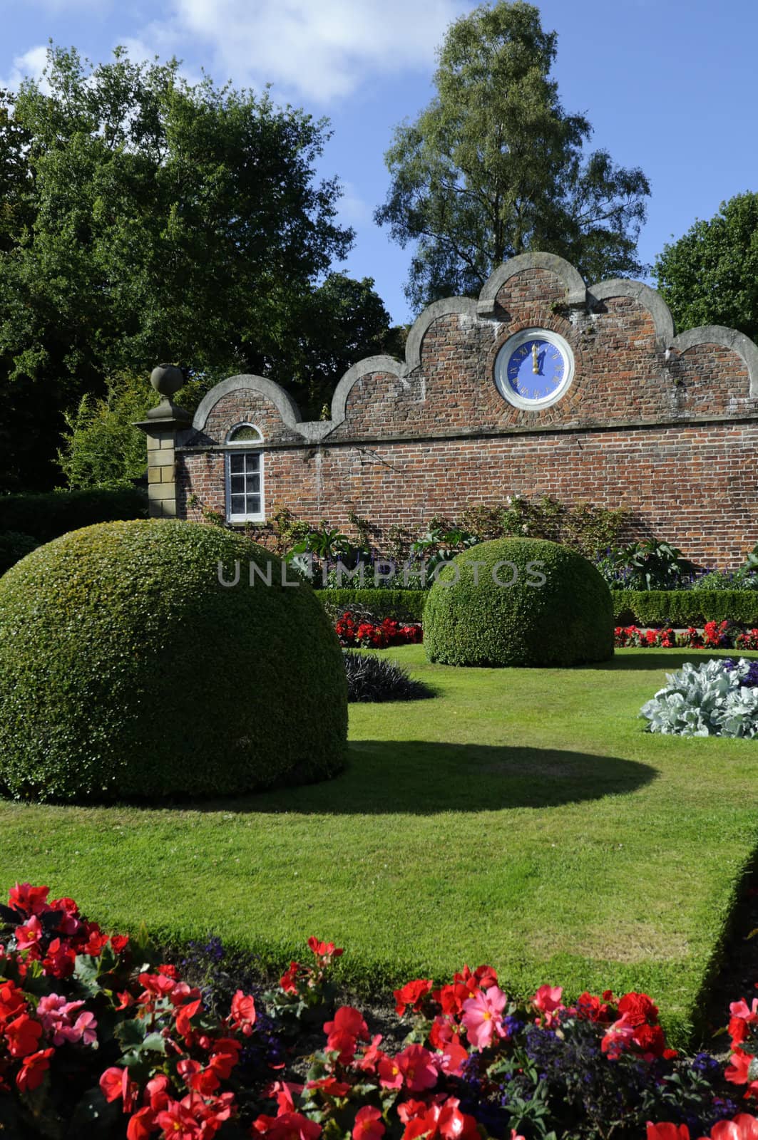 Formal gardens at Erddig Hall in Wrexham Wales UK