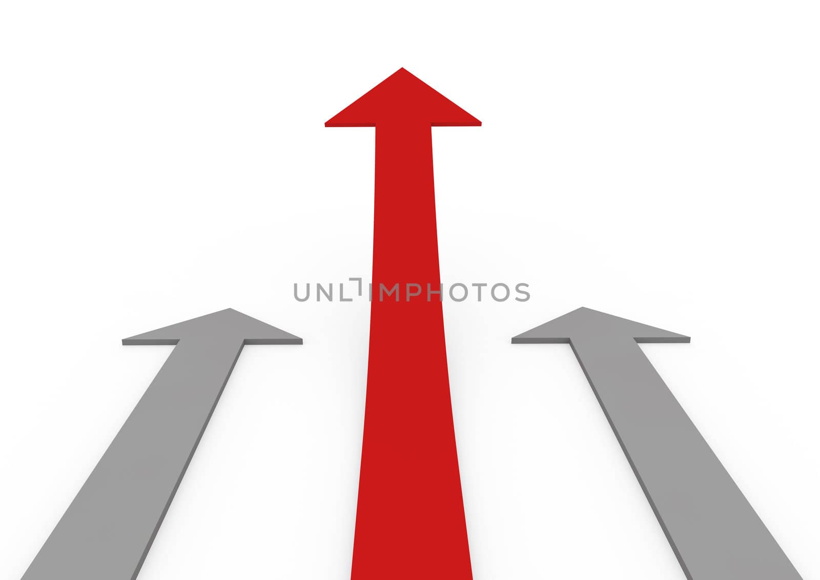 3d red gray arrow high isolated on white background