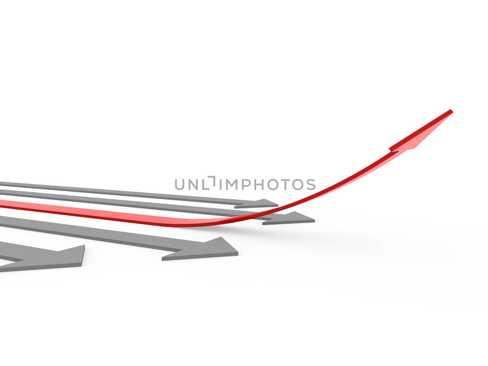 3d red gray arrow high isolated on white background