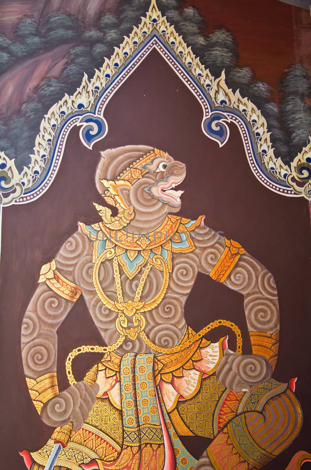 art thai painting on wall in temple