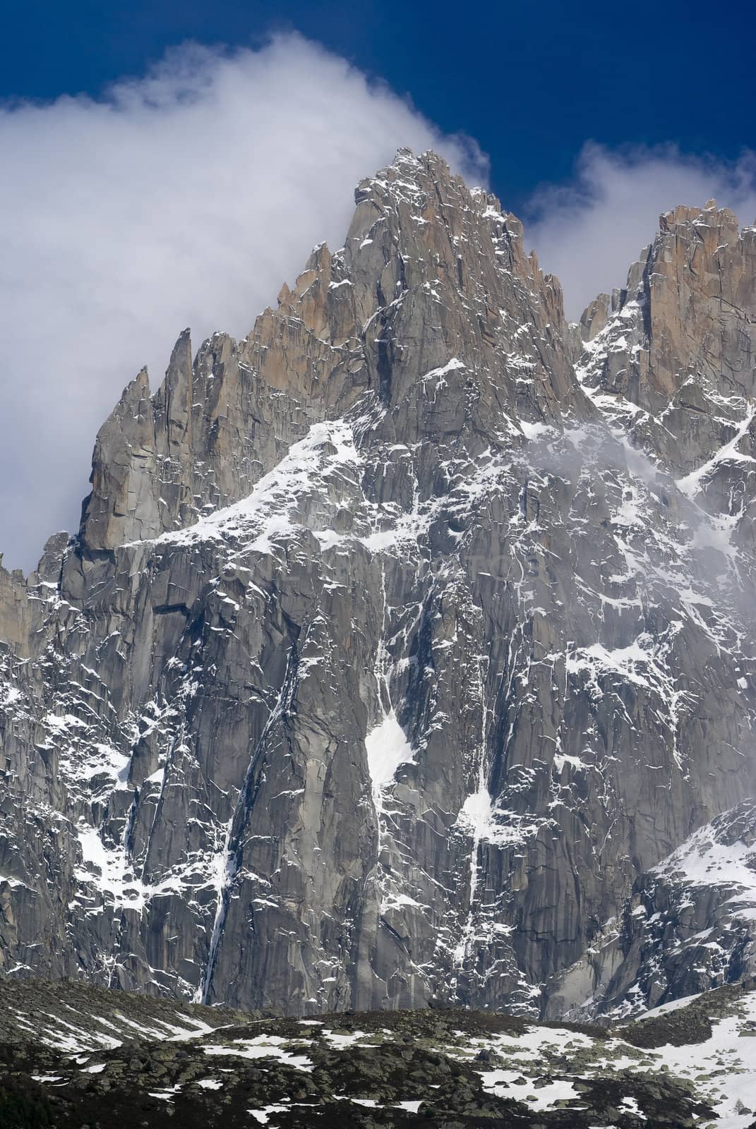 The Mont Blanc mountain range in Chamonix