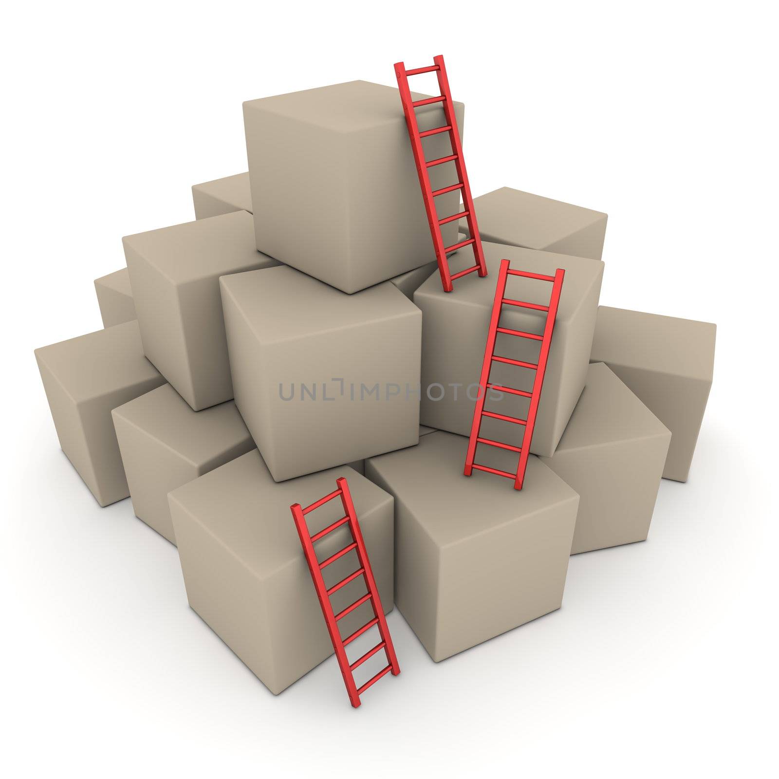 Batch of Boxes - Climb up with Glossy Red Ladders by PixBox